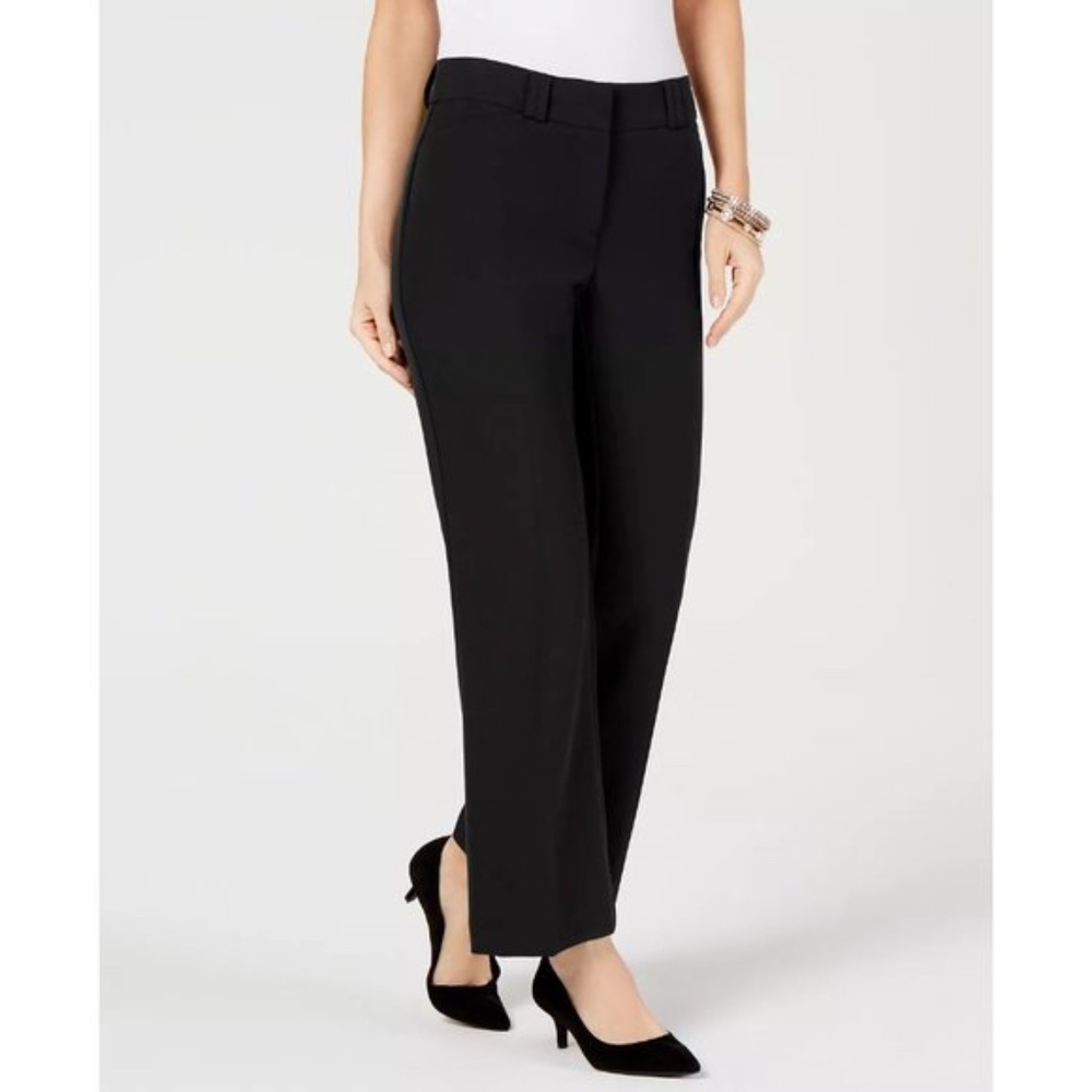 Alfani Womens Size 2 Double Loop Curvy Tummy Control Trousers Deep Black $49